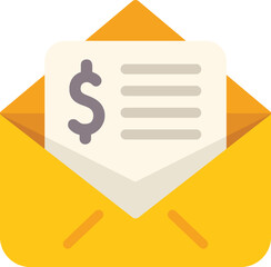 Poster - open yellow envelope containing a bill with dollar sign representing an invoice or payment request