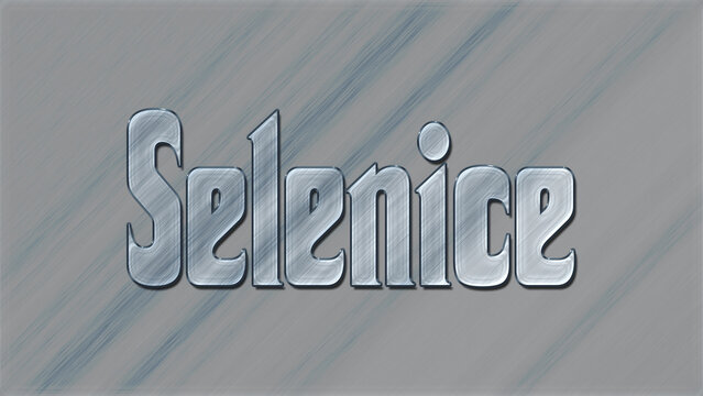 3D Glass effect Albanian city name design of Selenice, glassy background.	
