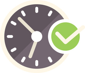 Poster - simple vector illustration of a clock with a check mark, perfect for representing concepts such as t