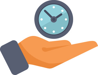 Poster - businessman is holding a clock in his hand, symbolizing time management and organization