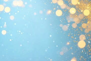Wall Mural - blue and gold abstract background made in camera with a macro lens creating floating orbs of warm ye