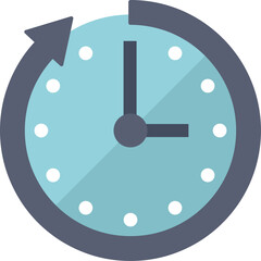 Poster - This flat vector icon shows a clock with a rotating arrow, symbolizing the concept of time passing