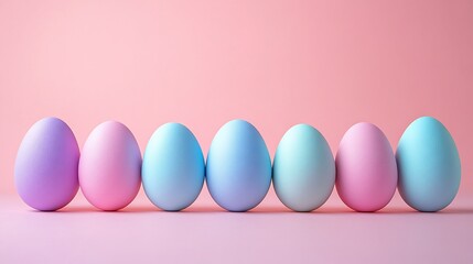 Poster - Minimal Easter decoration featuring set of monochromatic eggs arranged neatly on a plain pastel background The design is simple and elegant ideal for a modern Easter card or banner