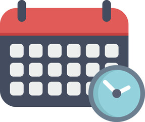 Poster - calendar is displaying the month with a clock showing the current time