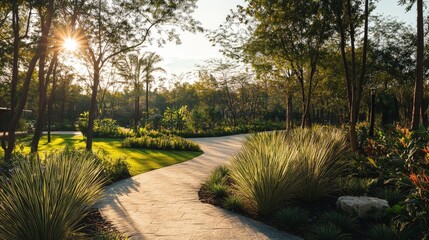 Sticker - A serene park with carbon-absorbing plants