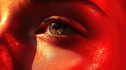 Vivid Portrait of a Woman with Red Glow