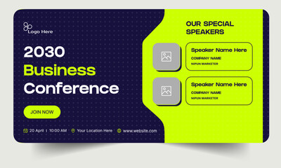 Wall Mural - Business conference webinar template banner design, business strategy seminar banner design, fully editable vector eps 10 file format