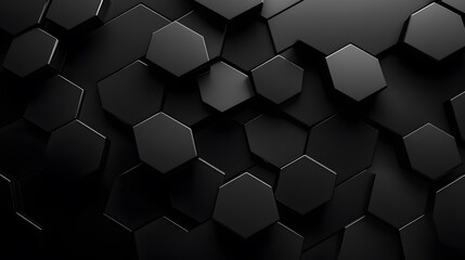 Poster - Dark hexagon wallpaper or background. 