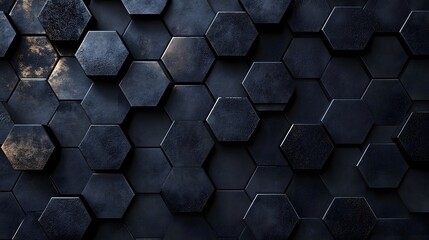 Poster - Dark hexagon wallpaper or background. 