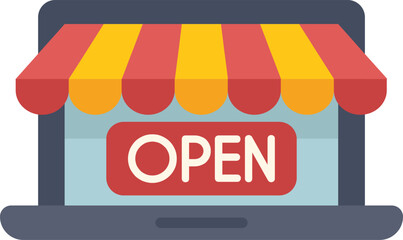 Poster - this vector illustration shows the concept of a new online store opening for business