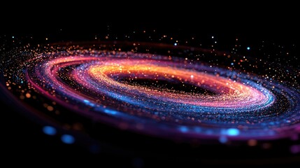 Poster - Long exposure photograph with grain of a 3D cartoon rendering of a galaxy