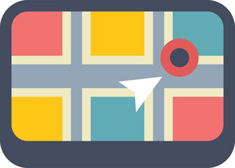 Poster - gps navigation app is showing location tracking with a blue route on a digital city map
