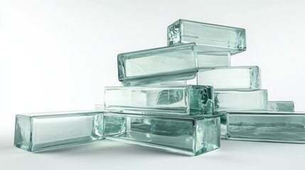 Poster - 3d rendering of hollow glass bricks stacked in a pile representing the construction industry