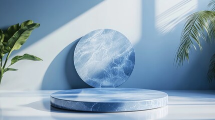 Poster - abstract 3d rendering of a mock up podium for showcasing products featuring a minimalistic geometric