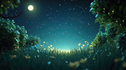 Poster - 3D cartoon depiction of a starry night sky