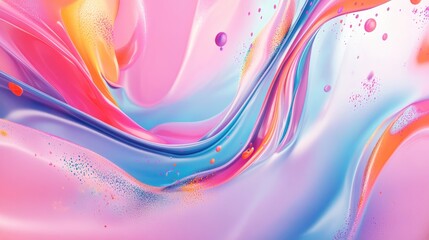 Poster - 3D rendering of an abstract background featuring multicolored lines and spots