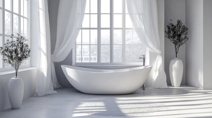 Poster - 3D rendering of a modern bathroom complete with interior design elements