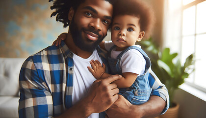 A joyful moment of a father and child sharing love and smiles together