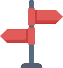 Poster - this minimalist graphic icon represents a blank red road sign pointing in two different directions