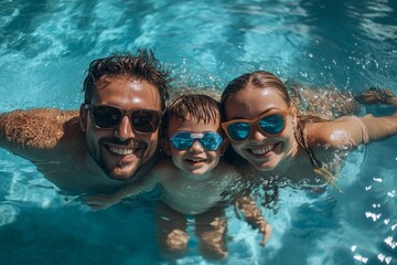 Family in a swimming pool, Generative AI