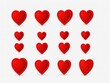 © Illustrations - set of red hearts,hearts on white