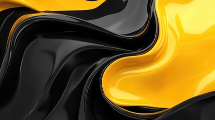 Poster - 3D rendering of an abstract background with black and yellow tones