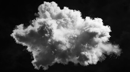 Poster - Abstract white dust explosion in a 3D cartoon rendering on a black background