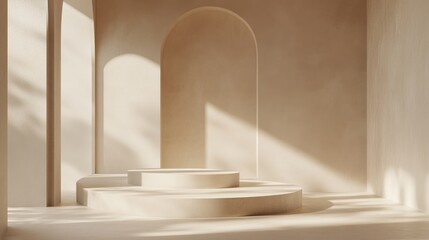 Poster - geometric minimalistic scene for product or cosmetic display podium 3d rendering