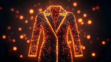 Futuristic glowing coat design with luminous particles