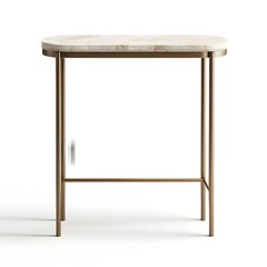 Poster - Elegant Minimalist Marble and Brass Console Table on White Background