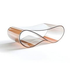 Poster - Sleek Acrylic Coffee Table with Curved Design on White Background