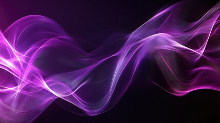 Poster - Panoramic concept of high speed technology featuring a light abstract background Glowing purple wave swirls and dynamic cable line effects
