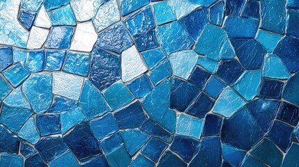 Poster - Vibrant abstract blue mosaic background featuring a glossy finish