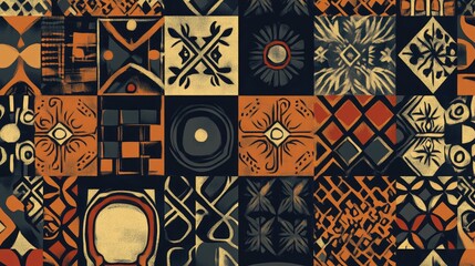 Poster - geometric pattern featuring traditional elements in textile design