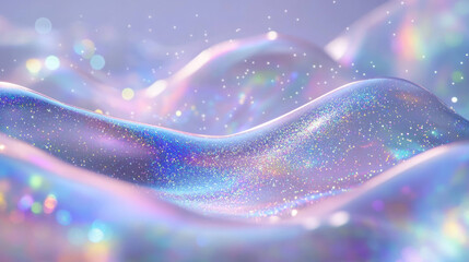 Poster - mesmerizing display of colorful glitter particles swirling in cosmic flow, creating dreamy and ethereal atmosphere. shimmering waves evoke sense of wonder and beauty