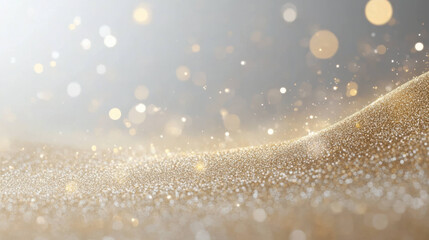 Poster - Shimmering gold particles create mesmerizing effect, evoking sense of elegance and luxury. soft, blurred background enhances magical atmosphere of this golden scene