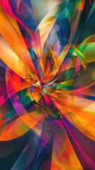 Poster - vibrant and colorful abstract design representing joy and celebration, filled with swirling patterns and dynamic shapes that evoke sense of energy and creativity