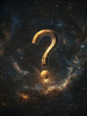 Wall Mural - floating question mark in cosmic galaxy representing the unknowns of life
