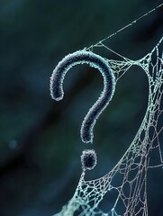 Intricate Spiderweb with Woven Question Mark Symbolizing Life s Mysteries