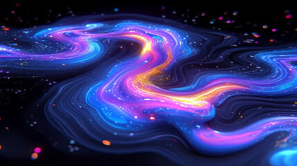 Wall Mural - Colorful Cosmic Swirl of Vibrant Blue and Purple Nebulas in a Dark Space Backdrop During a Digital Art Creation Session