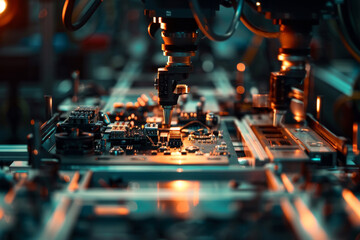 Poster - A close up of a computer chip being manufactured