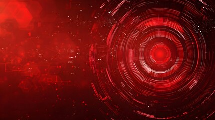 Poster - Red technology background and abstract digital tech circle.copy space. 