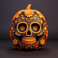 Wall Mural - Sugar Skull Pumpkin