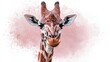 © Wall - A giraffe's face in detail, juxtaposed with a watercolor rendering of its head