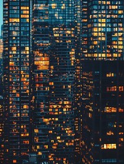 Poster - Mesmerizing Mosaic of Lights Across a Towering City Skyline at Night