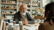 © Iuliia Metkalova - Elderly Man Consulting in Herbal Apothecary for Natural Remedies and Alternative. Generative ai