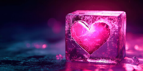 Aufkleber - A heart made of ice is on a dark background
