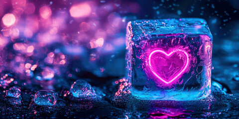 Poster - A heart is carved into a block of ice