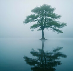 Poster - A tree is reflected in the water
