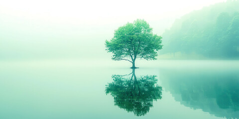 Poster - A tree is reflected in the water